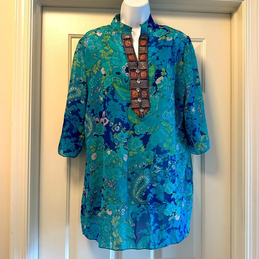 Semi-Sheer Multicolored Tunic, Can Also Be Used A… - image 1
